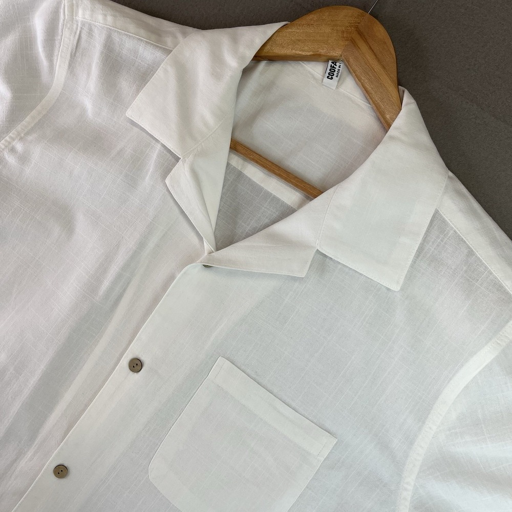 Coofandy Button Down Shirt Mens L White Collared Short Sleeve